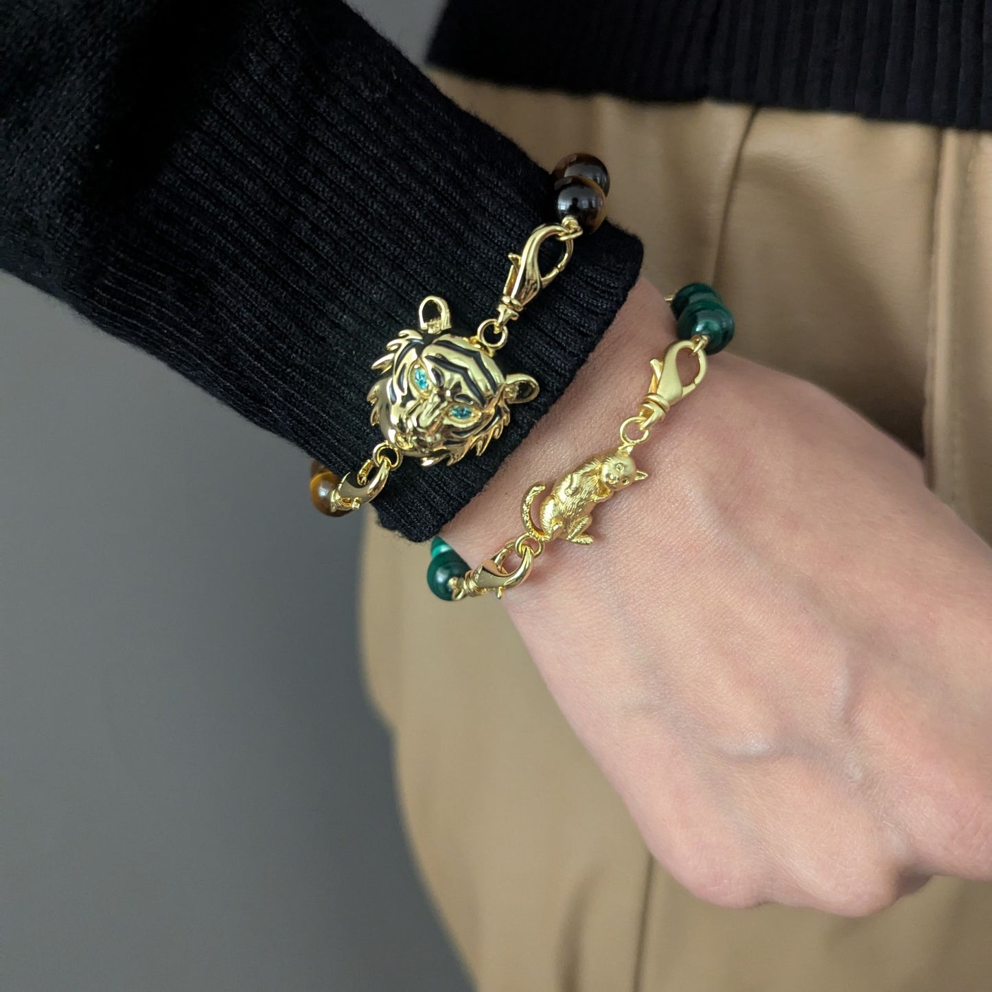 Cat Convertible Lapis Bracelet Bag Charm