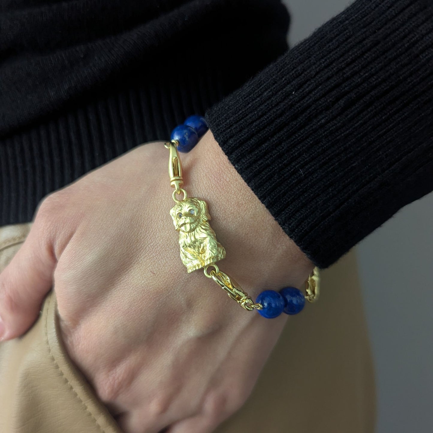 Puppy Convertible Lapis Bracelet Bag Charm