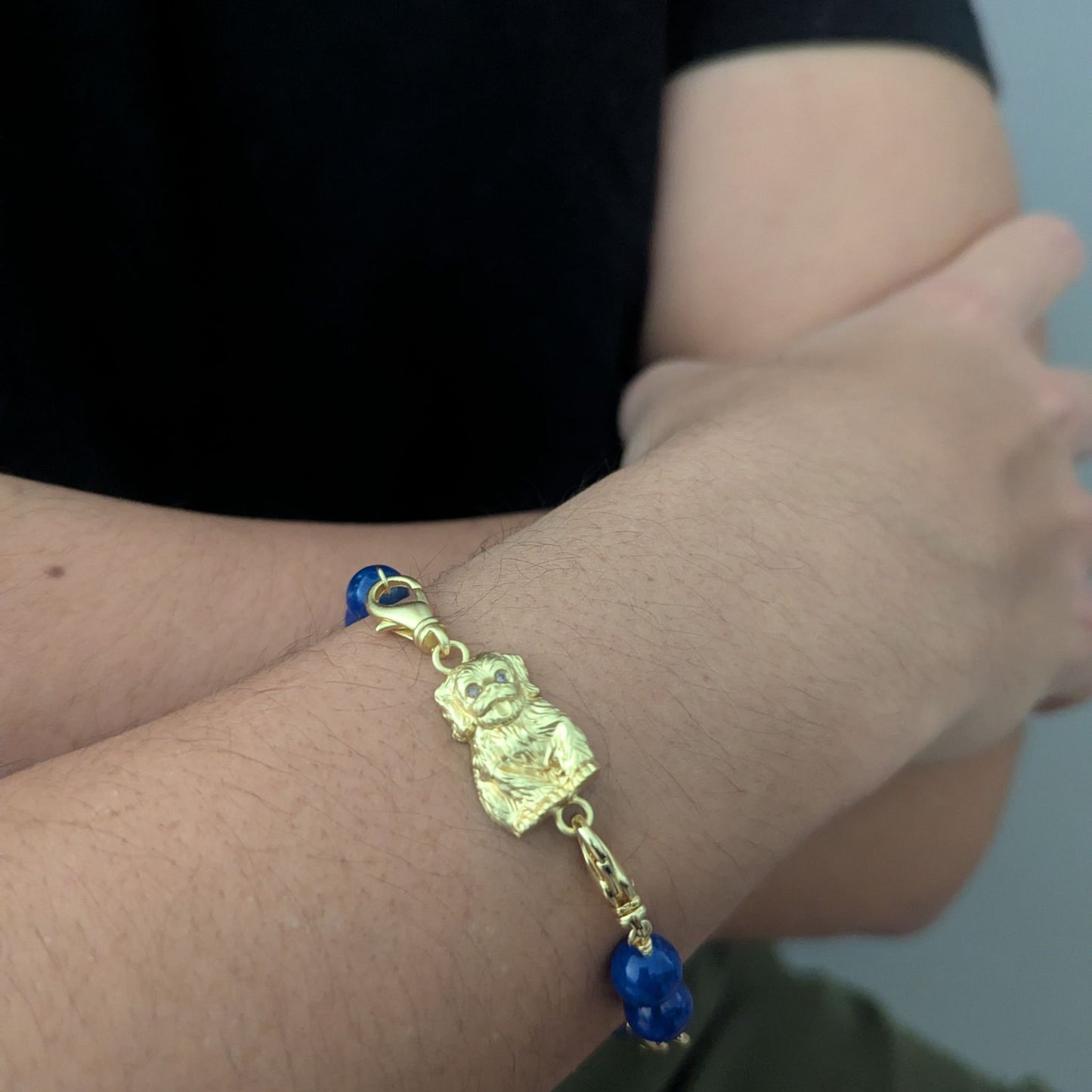 Puppy Convertible Lapis Bracelet Bag Charm