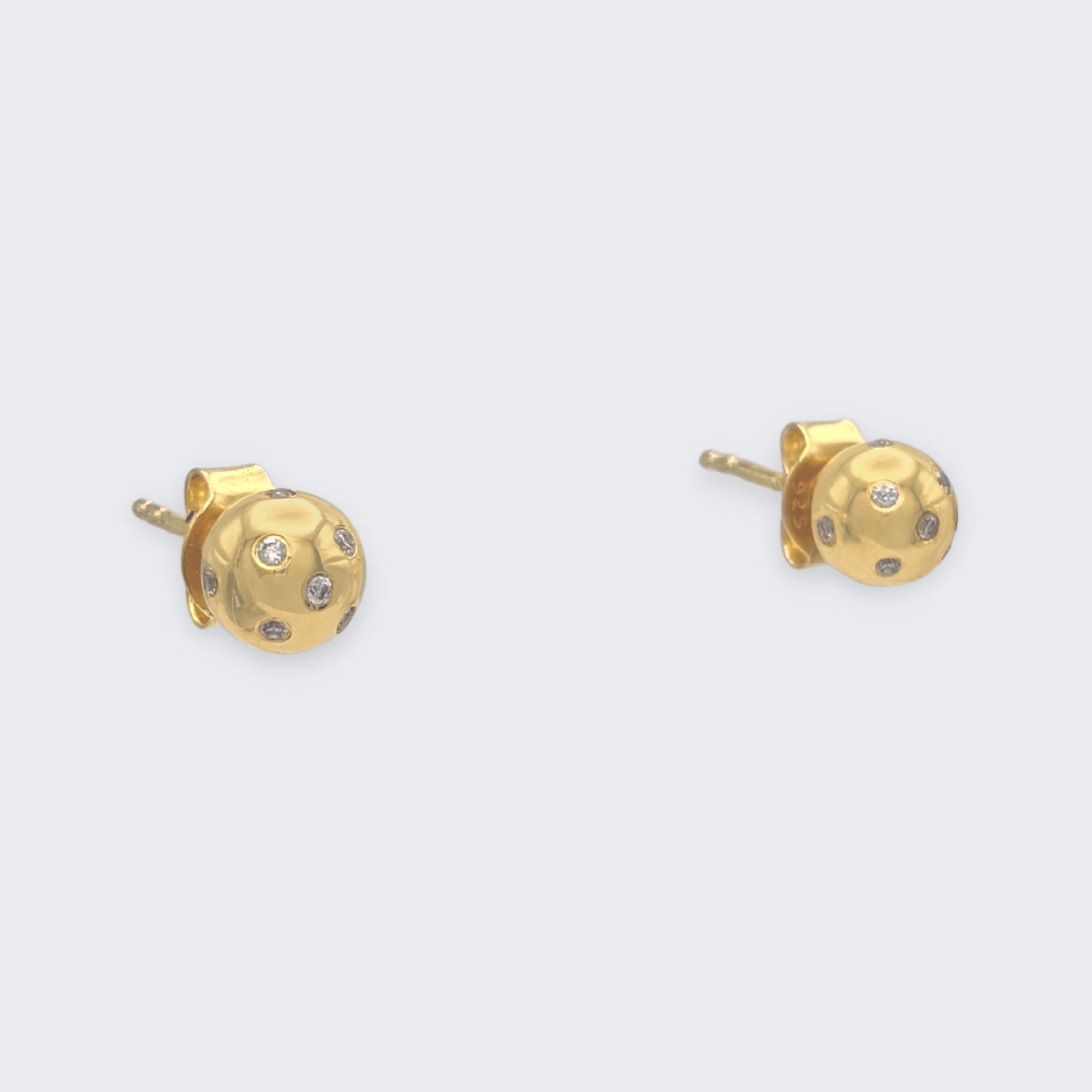 fran ball stud earrings in 18k gold vermeil pair (right side view)