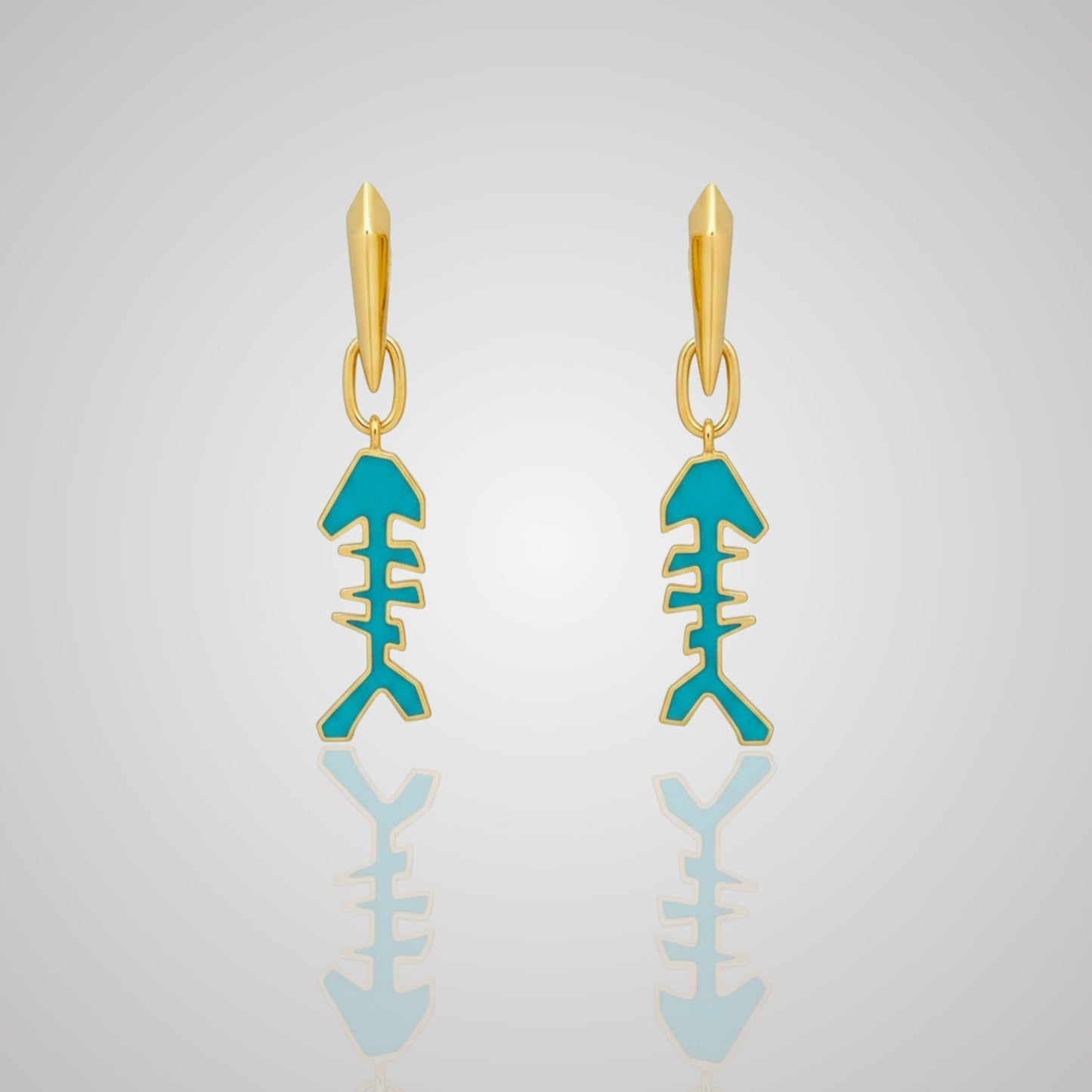 MARS Reversible Fish Bone Huggie Earrings, 18k Gold Vermeil