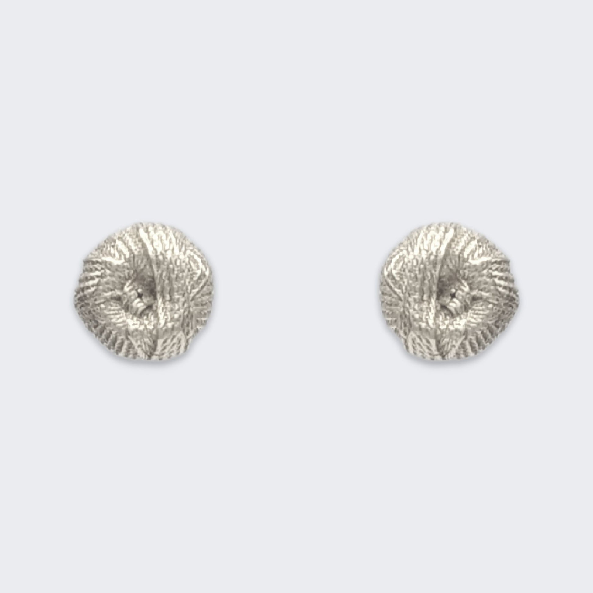 ren yarn stud earrings in sterling silver pair (front view)