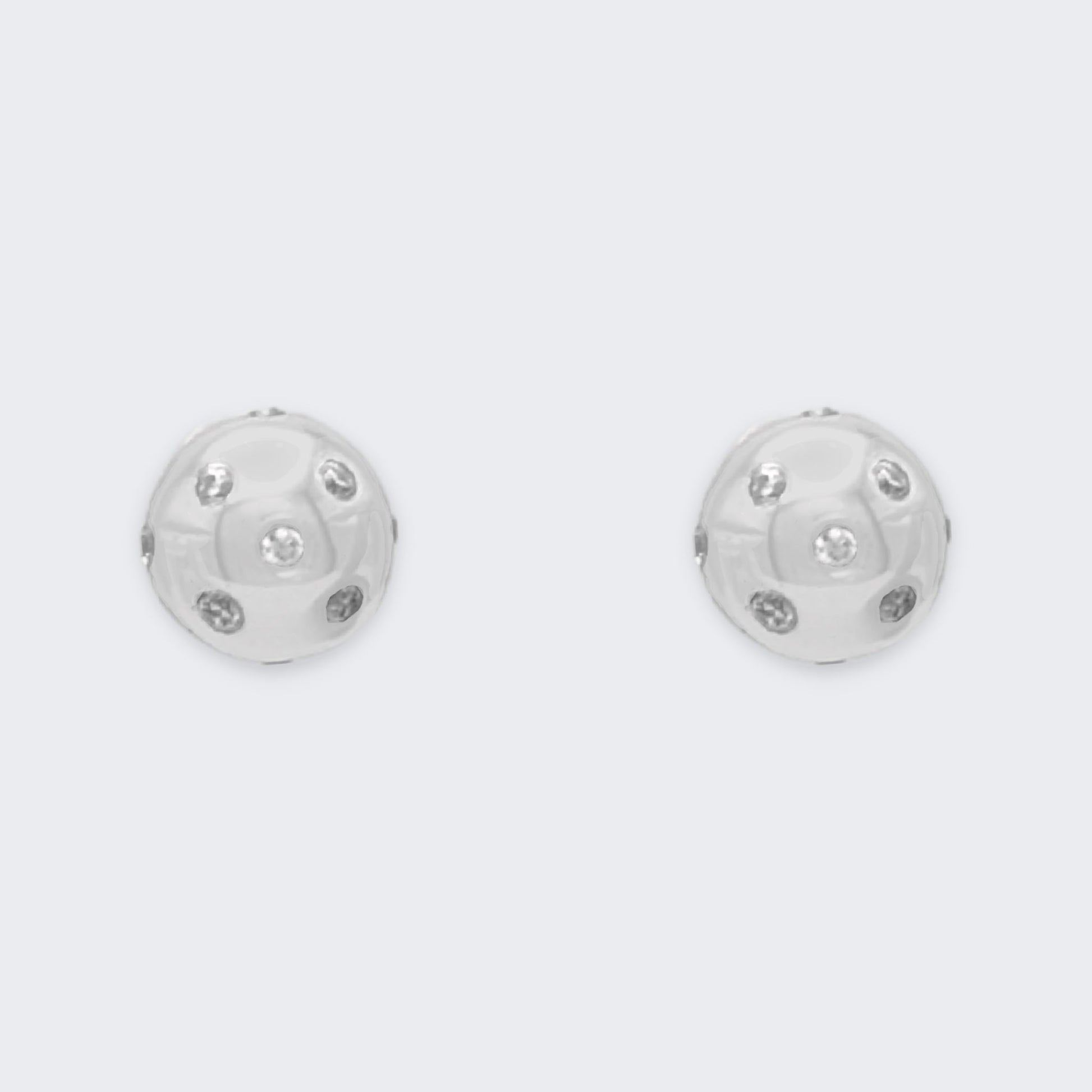 fran ball stud earrings in sterling silver pair (front view)