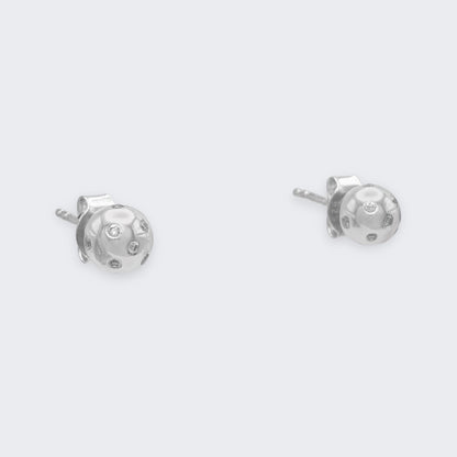 fran ball stud earrings in sterling silver pair (right side view)