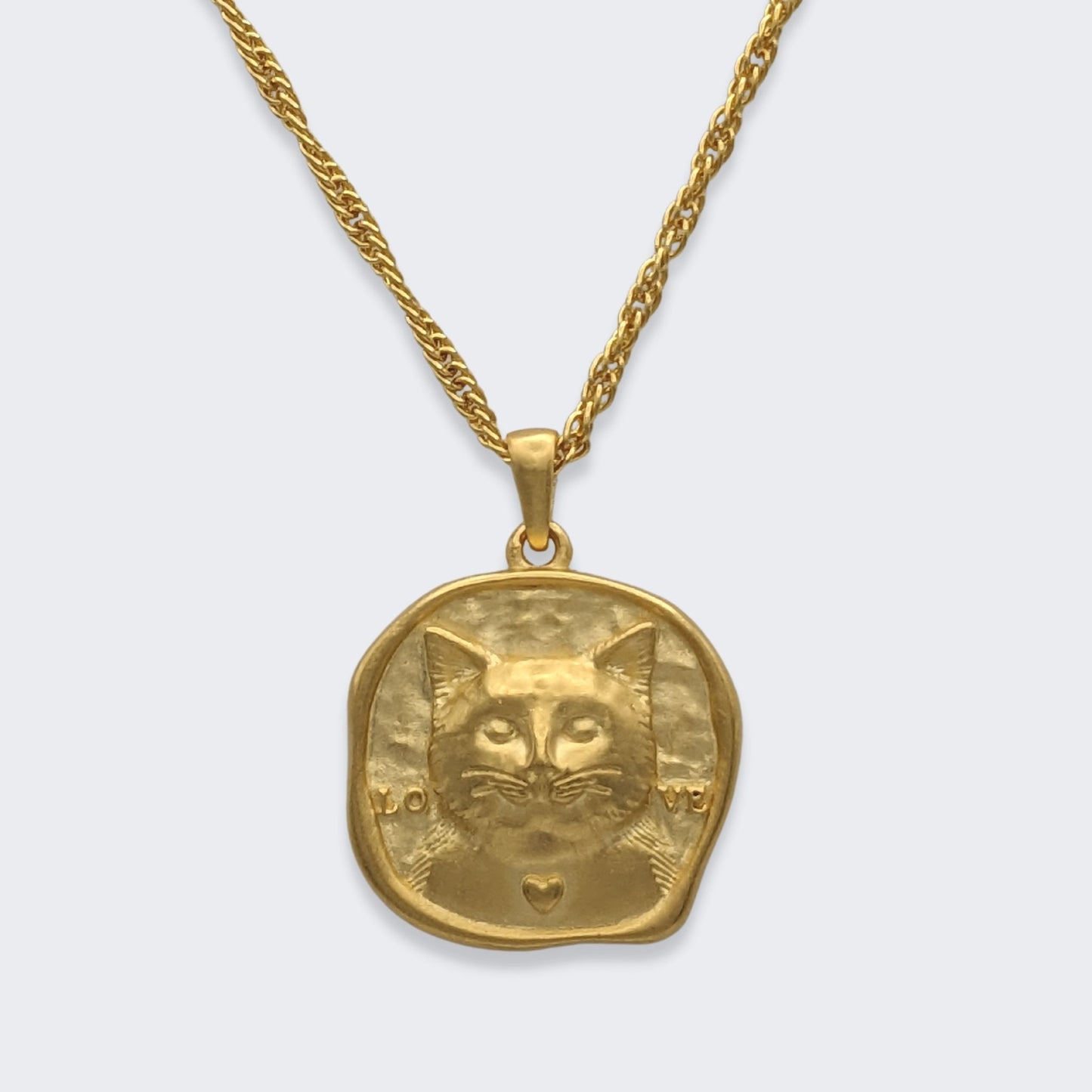 lars reversible cat coin necklace in 18k gold vermeil (front view)
