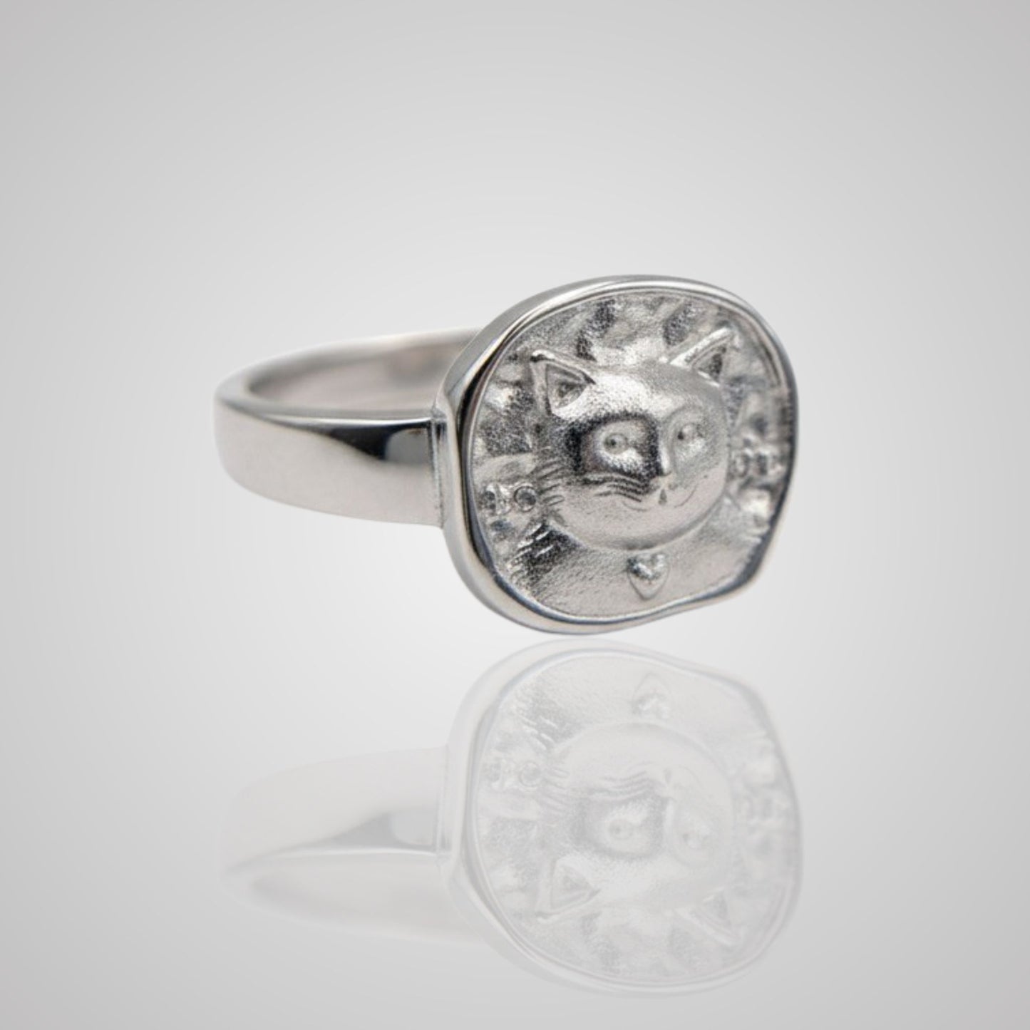 LARS Cat Coin Ring, Sterling Silver