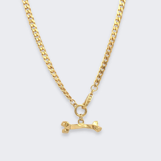 mars dog bone necklace in 18k gold vermeil front view