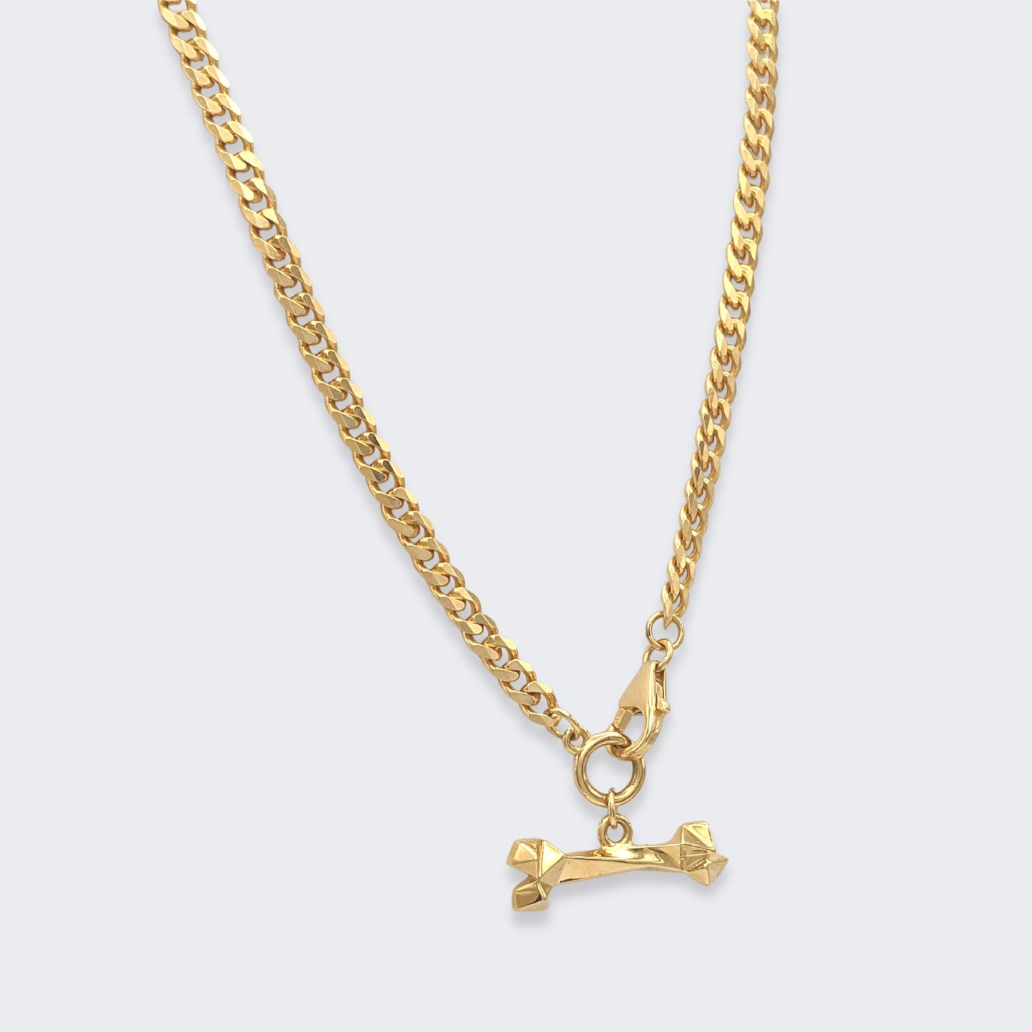 mars dog bone necklace in 18k gold vermeil right side view