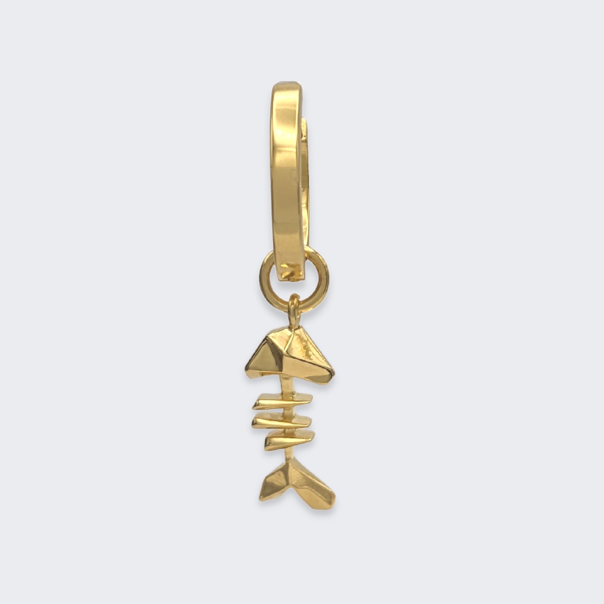 mars fish bone huggie hoop earring in 18k gold vermeil single (right)
