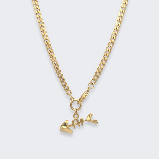 mars fish bone necklace in 18k gold vermeil front view