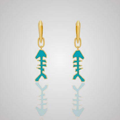 MARS Reversible Fish Bone Huggie Earrings, 18k Gold Vermeil