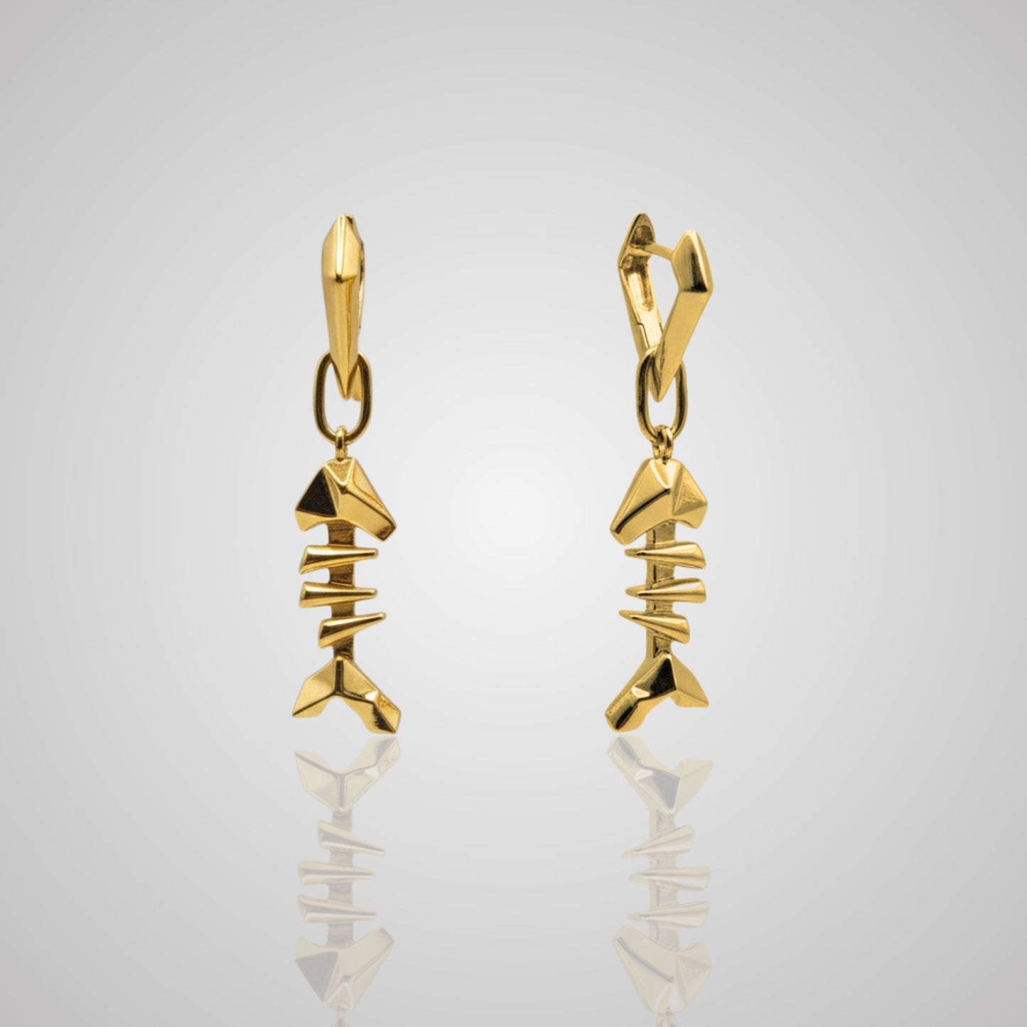 MARS Reversible Fish Bone Huggie Earrings, 18k Gold Vermeil