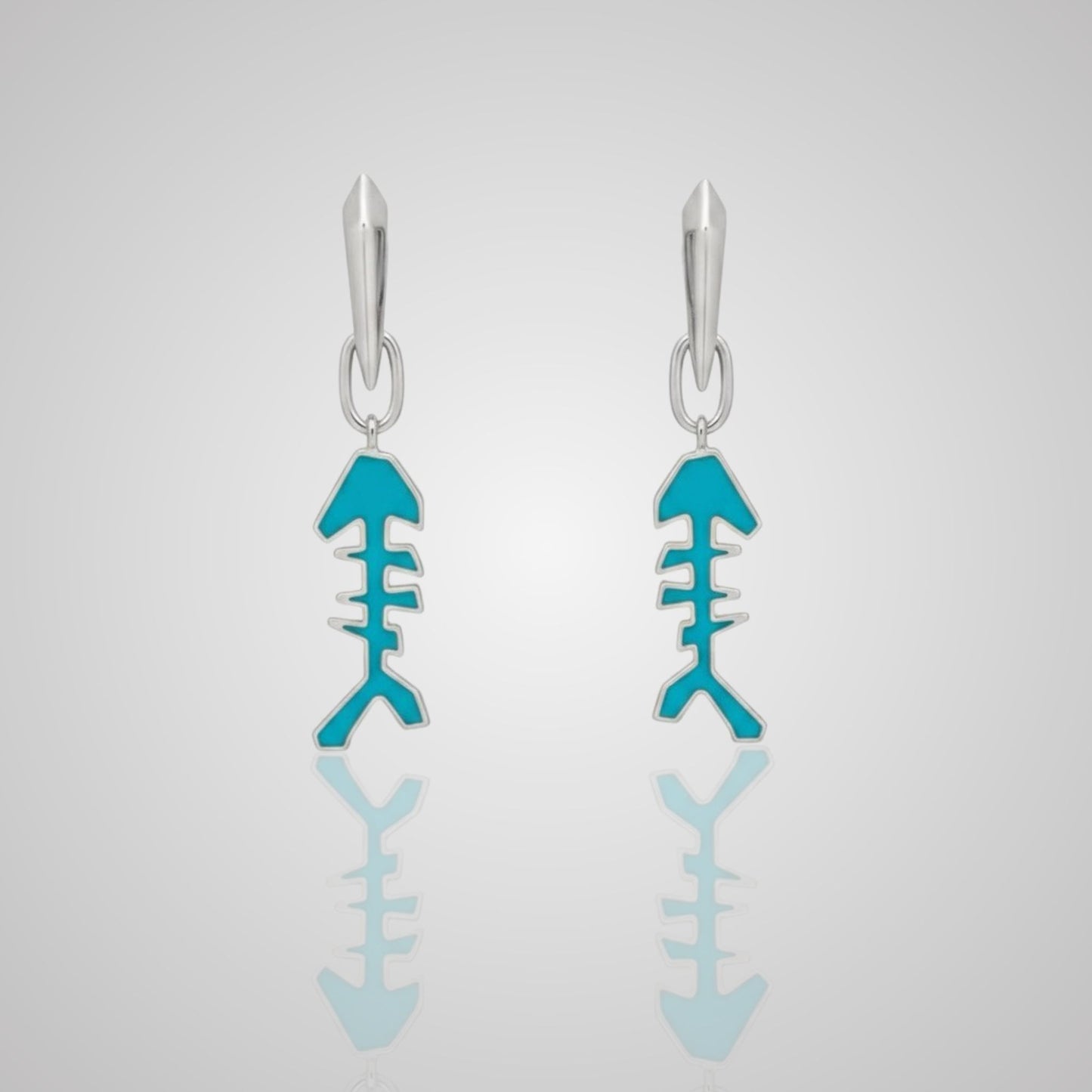 MARS Reversible Fish Bone Huggie Earrings, Sterling Silver