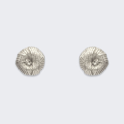 ren yarn stud earrings in sterling silver pair (front view)