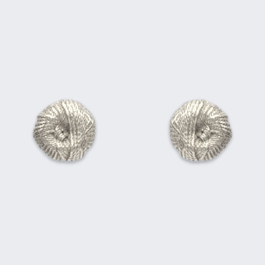 ren yarn stud earrings in sterling silver pair (front view)