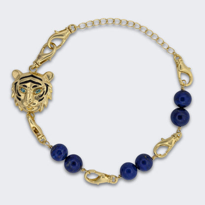 Tiger Convertible Lapis Bracelet Bag Charm