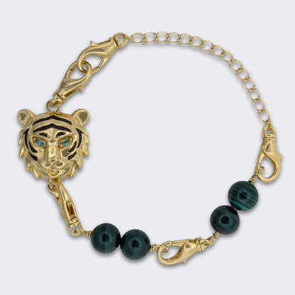 Tiger Convertible Malachite Bracelet Bag Charm