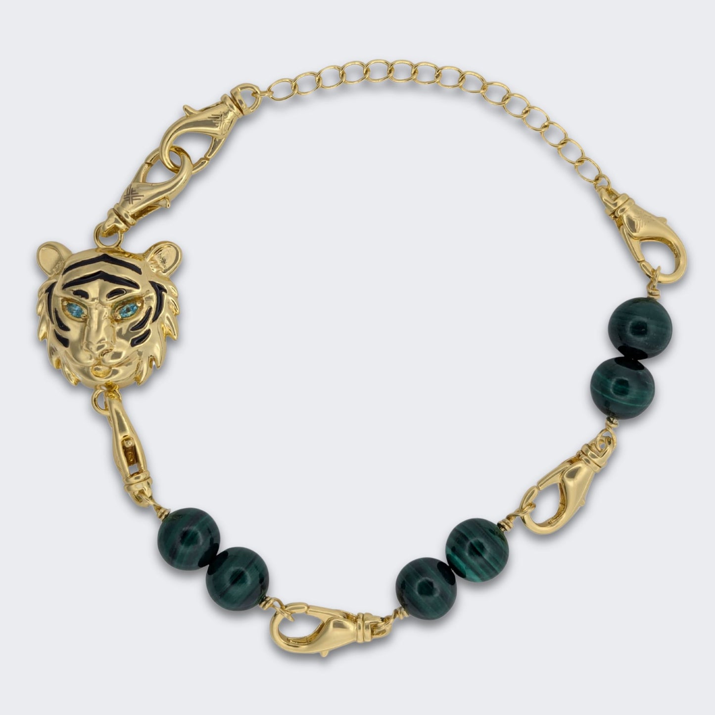 Tiger Convertible Malachite Bracelet Bag Charm